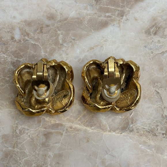 Antigona Paris Chunky Knots Gold Plated Large Clip on Earrings Signed - Picture 7 of 11